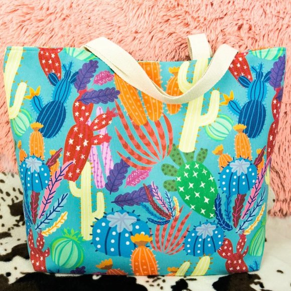 One Blessed Nana Handbags - NWT *BOUTIQUE*  CACTUS COLLAGE SHOULDER TOTE BAG